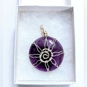 Boho sun + stone pendant